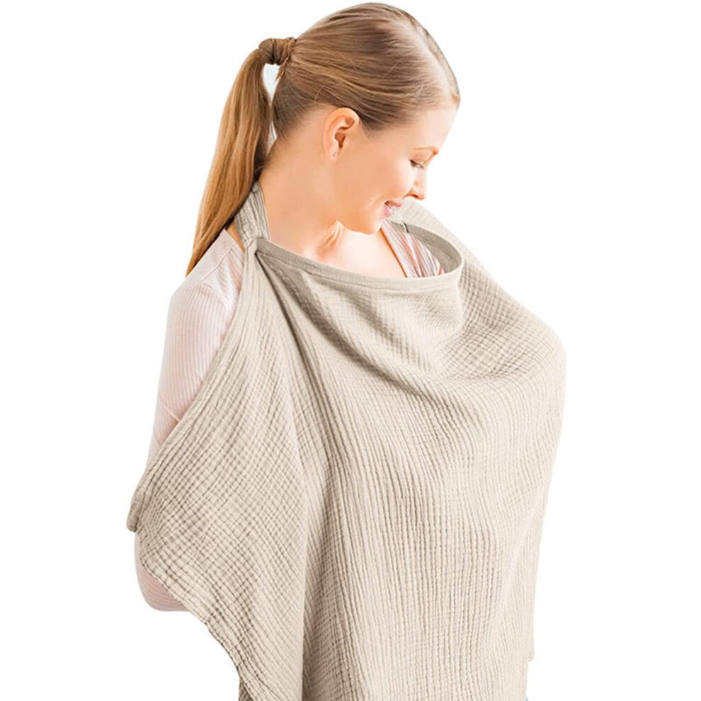 Breast Feeding Cover For Mum Cotton Nursing Poncho, 360 Degree Privacy Coverage, Breathable Outdoor Breastfeeding Cover