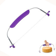 Premium Cake Slicer Adjustable Stainless Steel Cake Leveller With Handle Purple Size M For Layer Cakes