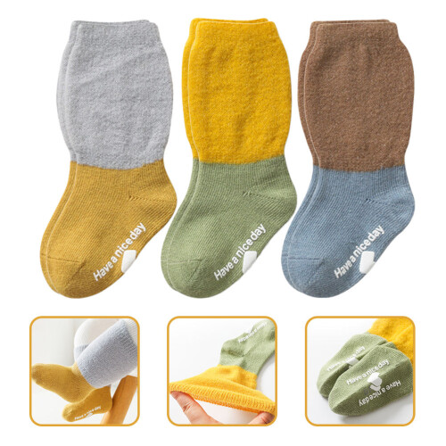 3 pares calcetines antideslizantes bebé, , 2