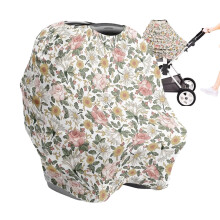 Car Seat Cover for Baby Breathable Breastfeeding Cover Privacy Breastfeeding Cover Stroller Canopy Vintage Floral Print