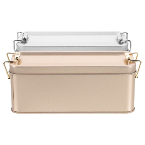 2pcs rectangular tin boxes with lids for candy cookies jewelry storage