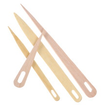 4Pièces Aiguilles Larges Yeux Bois Bambou Outils Tricot DIY