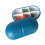 portable oval pill box with 6 removable compartments, dark blue 1