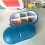 portable oval pill box with 6 removable compartments, dark blue 6
