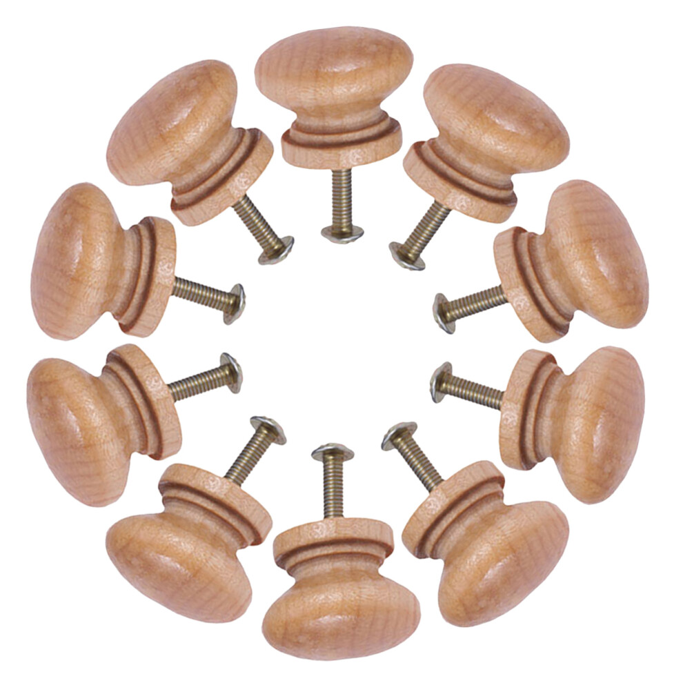 15Pcs Wooden Mushroom Drawer Knobs With Screws For Cabinet Decor 3313972383406