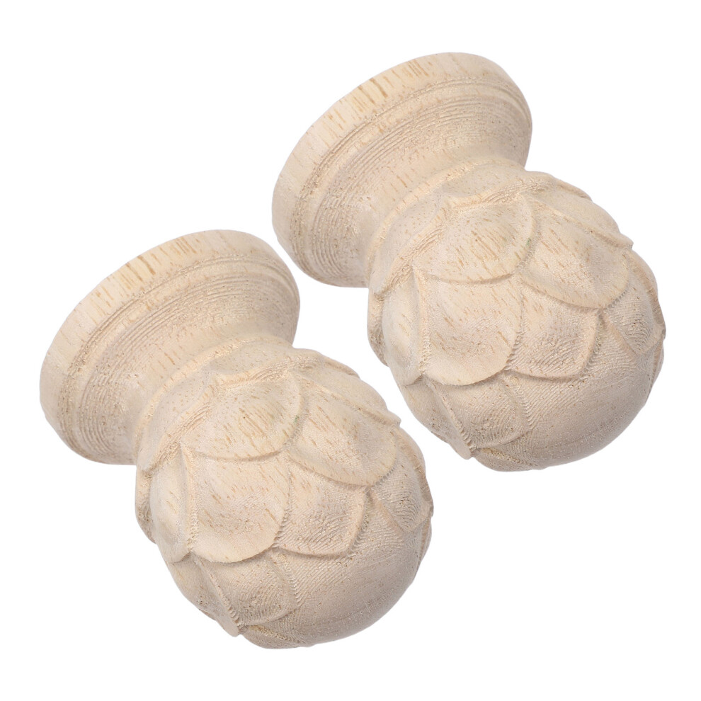 2Pcs Unfinished Pineapple Wood Finials For Bed Posts, Staircase, Fence 3314080040601