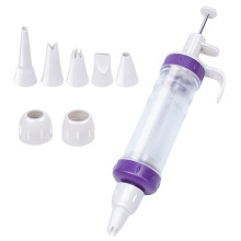 Dessert Decorating Syringe Set With 5 Plastic Nozzles Piping Kit For Cupcake, Cake And Cookie Decorating