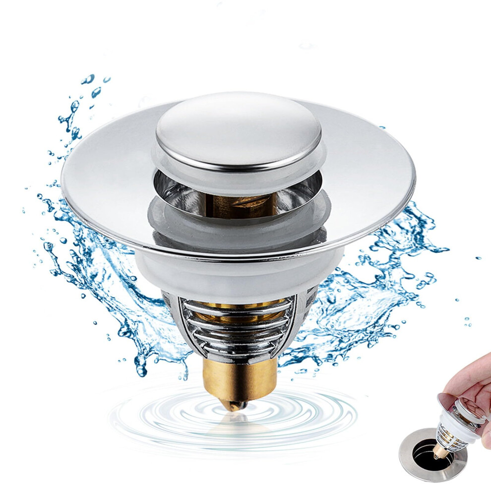 Pop Up Sink Plug Replacement Universal Sink Plugs For 32-41Mm Drain Holes With Strainer Stainless Steel Push Style Plug 9016109170620