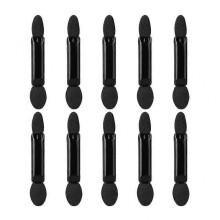 Black 10Pcs Makeup Double-end Eye Shadow Eyeliner Brush Sponge Applicator Tool
