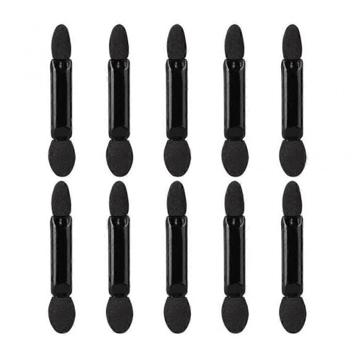 Black 10Pcs Makeup Double-end Eye Shadow Eyeliner Brush Sponge Applicator Tool
