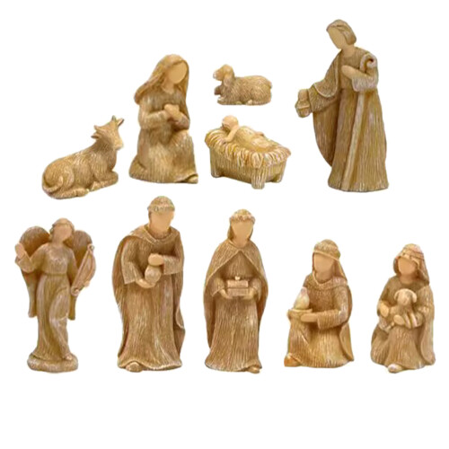 10 houtskoolhars kerststal figurines geboorte versiering 2