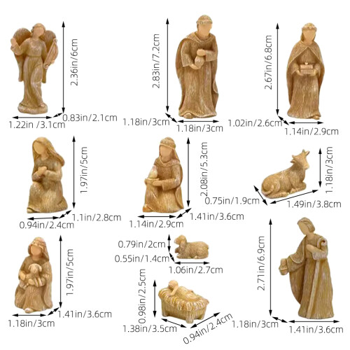 10 houtskoolhars kerststal figurines geboorte versiering 1