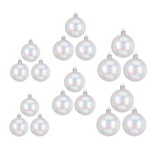 30Pcs Clear Iridescent Plastic Baubles Xmas Tree Hanging Decorations