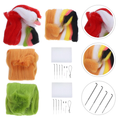 2 sets diy needle felt kit with mini decorations and wool starter 1