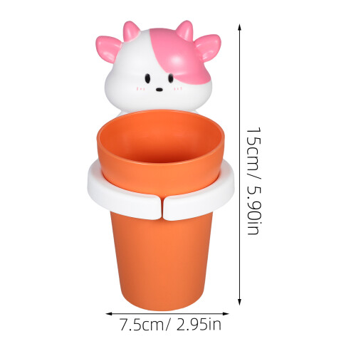 cute animal wall mounted toothbrush holder with cup and toothpaste storage 2