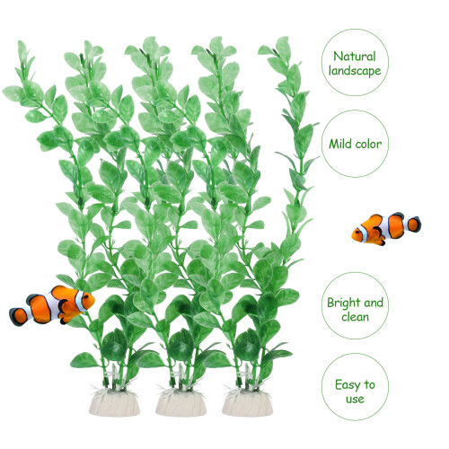 3Pcs Green Plastic Artificial Aquarium Plants Decor 1