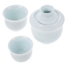 1 Set Chinese Style Ceramic Wine Warmer With Cups Sky Blue
