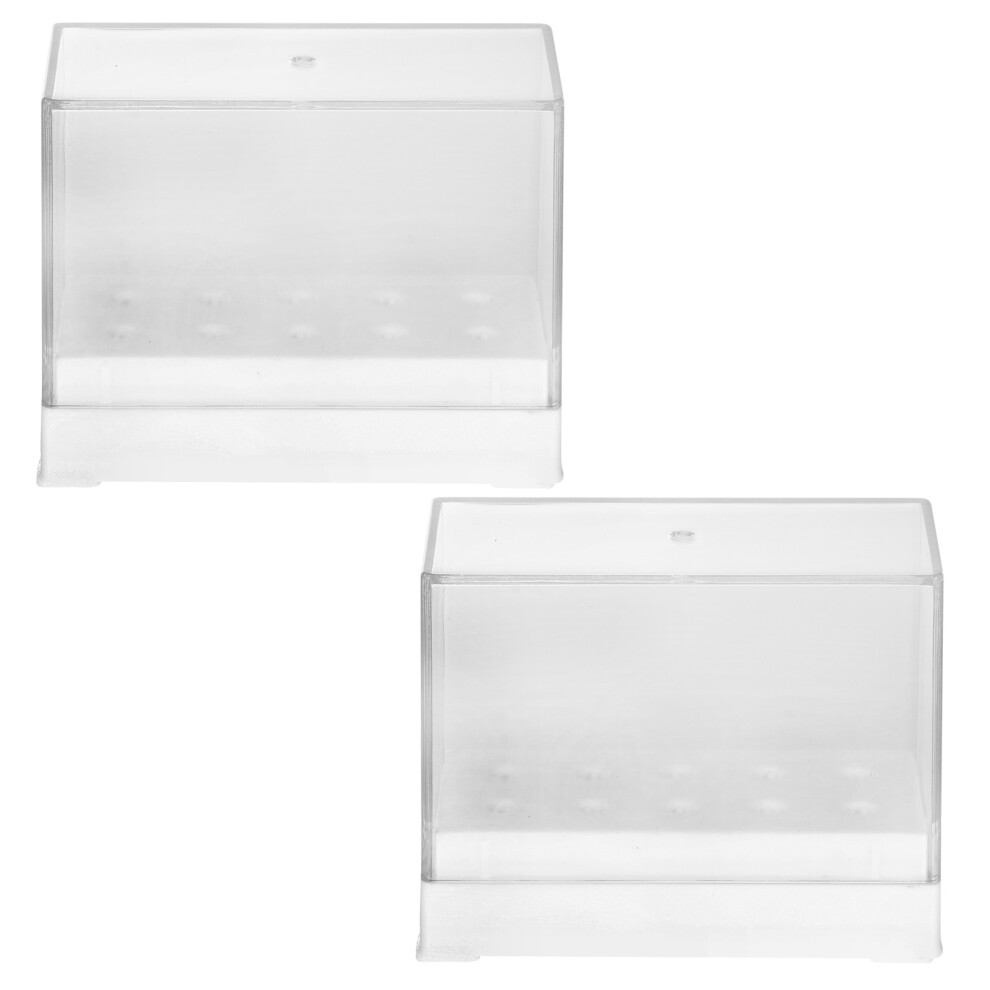 Villcase 2Pcs 10 Holes Nail Drill Bits Holder Dustproof Organizer