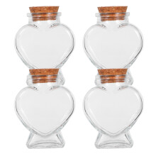 4Pcs Heart Shaped Glass Wishing Bottles Transparent Perfume Drift