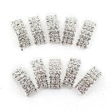 10Pcs Glittery Ribbon Buckles Sliders Clear Rhinestone for Hair Bows