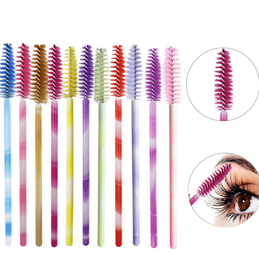 Happyyami 100Pcs Nylon Eyelash Mascara Wands Applicator Brow Brush Tool