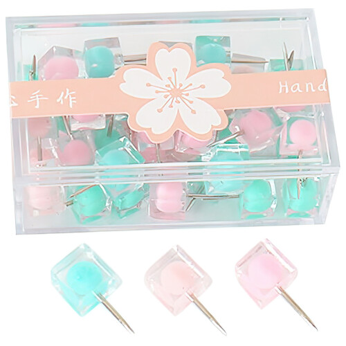 40Pcs Candy Color Square Head Thumb Tacks For Wall Photos 2