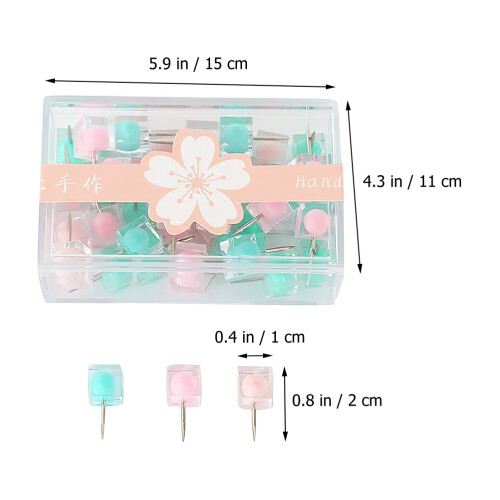 40Pcs Candy Color Square Head Thumb Tacks For Wall Photos 1