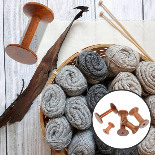 Wood Yarn Holder 5Pcs Wooden Thread Spools For Sewing 1