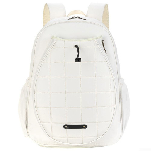 Polyester Backpack for Tennis and Badminton Rackets With Adjustable Straps White Racket Carry Bag