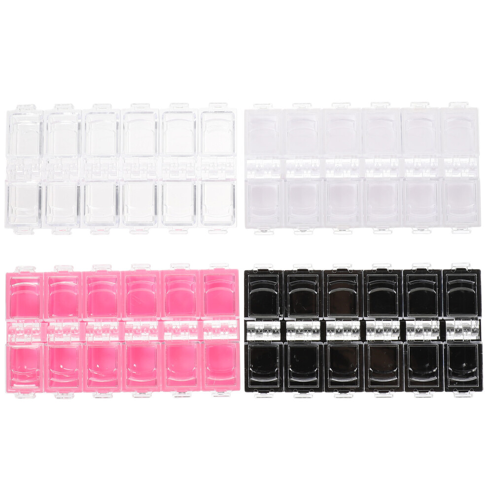 Totority 4Pcs Nail Art Organizer 12 Compartment Plastic Holder