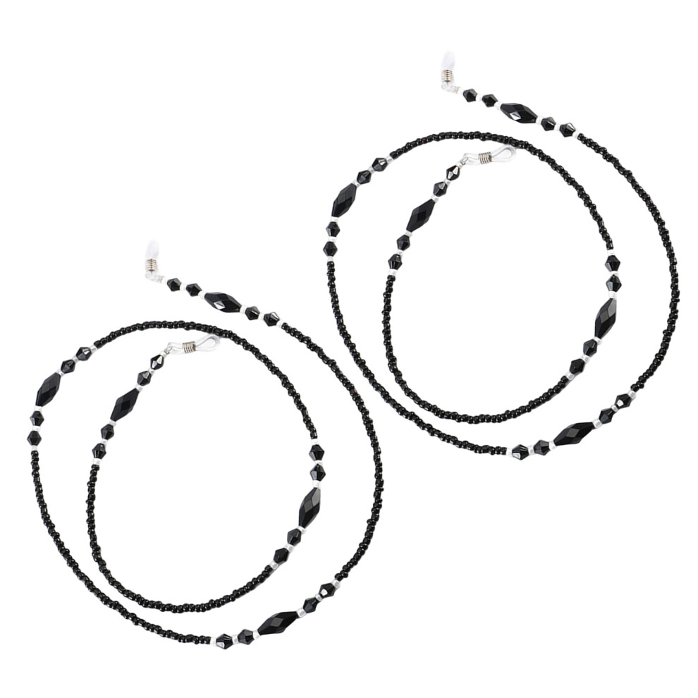 Iplusmile 2Pcs Beaded Sunglasses Chain - Non-Slip Eyeglass Strap Holder Cord