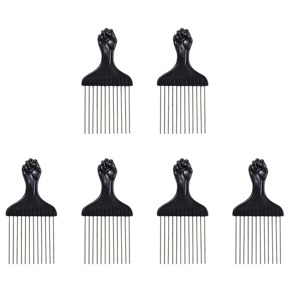 Vaguelly Unisex 6Pcs Afro Pick Combs Steel Braid Combs Hair Styling Tools