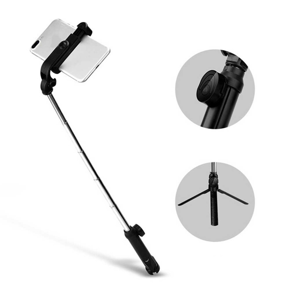 Handheld Monopod Selfie Stick Extendable Tripod For Phone (Black) Black 3314207502791