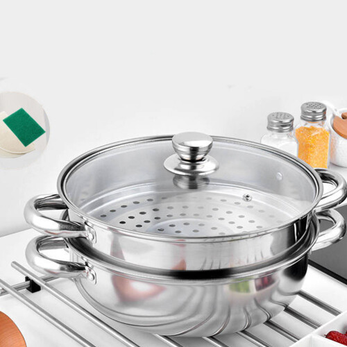 Multifunctional Steam Pot Double Layer Stainless Steel Steamer 28cm 1