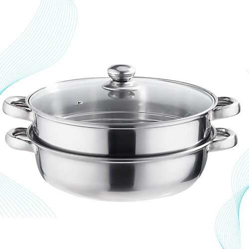 Multifunctional Steam Pot Double Layer Stainless Steel Steamer 28cm 2
