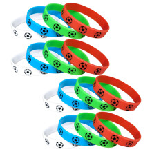 16Pcs Football Silicone Wristbands Stretch Bands Soccer Game Bracelets