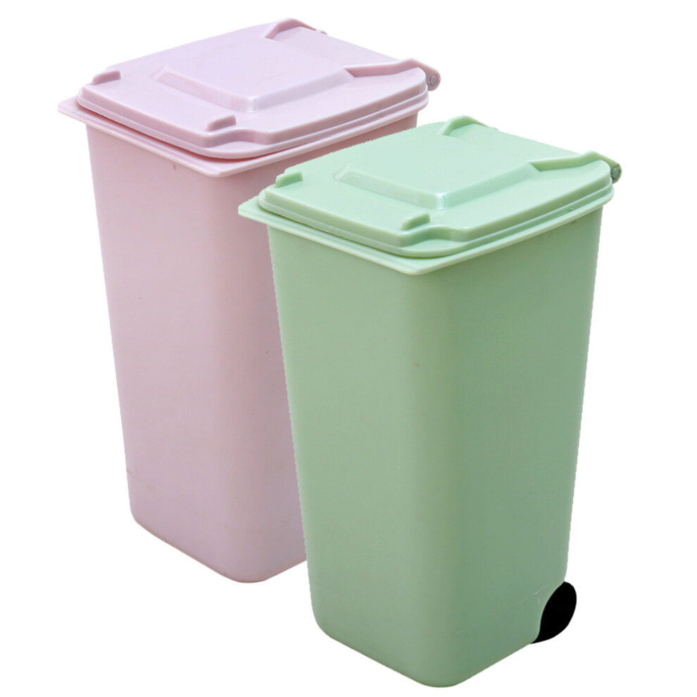 2Pcs Mini Trash Can With Lid And Pen Holder For Desktop-image-OPC-PKTGQSS-NEW