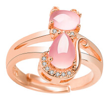 1Pc Pink Crystal Rhinestone Inlaid Female Ring Rose Gold