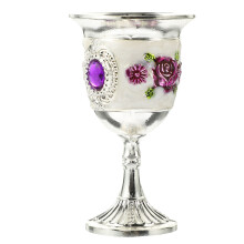 Inlay Zinc Alloy Wine Goblet Carved White Liquor Glass Stem Cup