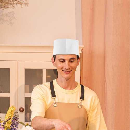 50Pièces Chapeaux Chef Papier Jetables Blancs Cuisine 2