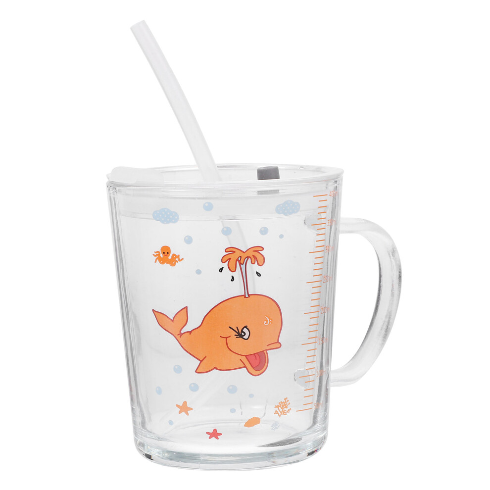1Pc Cartoon Straw Water Cup With Measuring Scale For Children Villcase