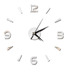 3D Diy Wall Clock Modern Acrylic Arabic Numeral Silver