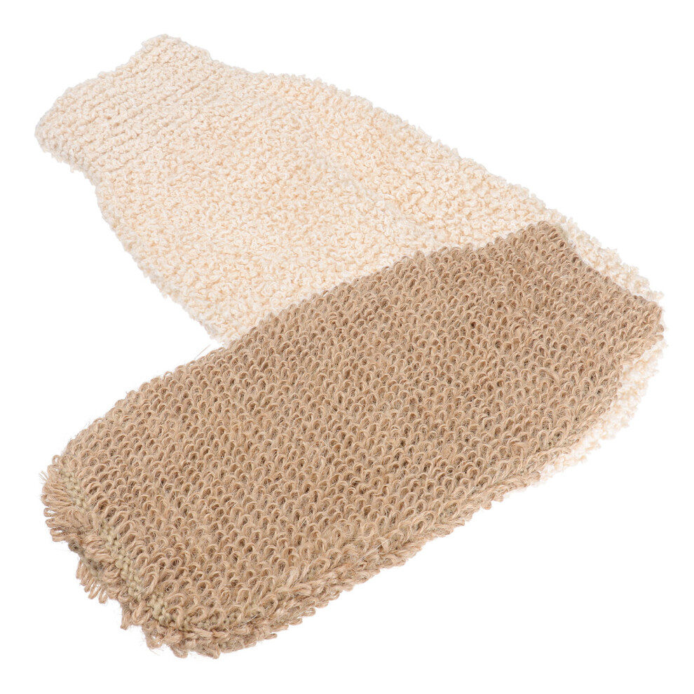 Happyyami Brown 2Pcs Jute Bath Gloves Exfoliating Shower Scrub Gloves Durable