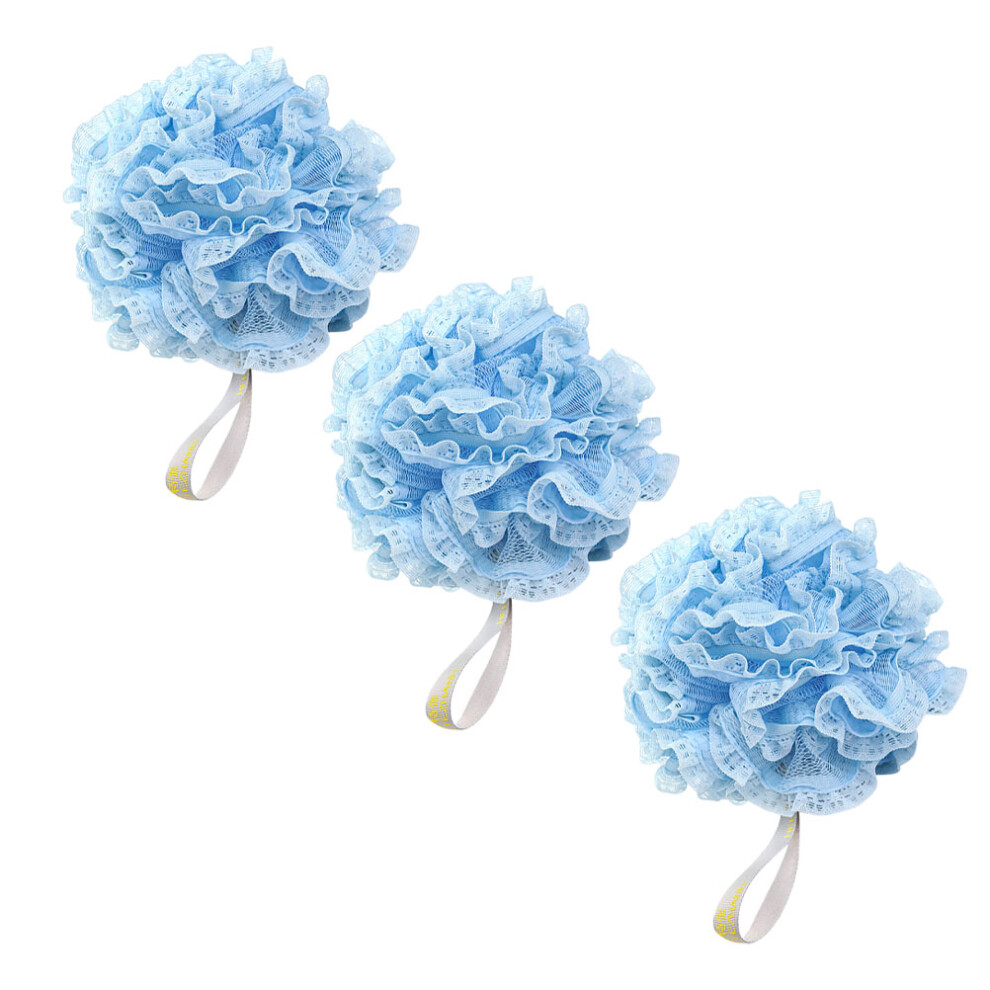 Vaguelly 3Pcs Bathroom Mesh Ball Body Poufs Bath Sponge Shower Scrubber