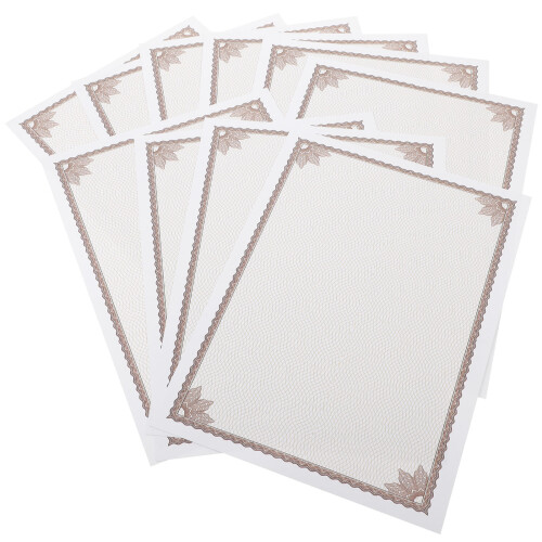 10Pcs Blank Certificate Paper Printable For Office Use