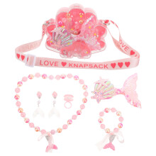 Set Kinder Schmuck Meerjungfrau Ohrringe Haarspange Halskette Armband Ring
