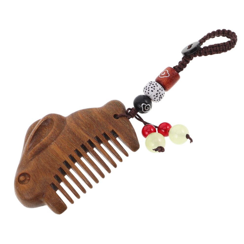 Iplusmile Unisex Green Sandalwood Mini Comb With Carved Pattern - Portable Travel Brush Keychain