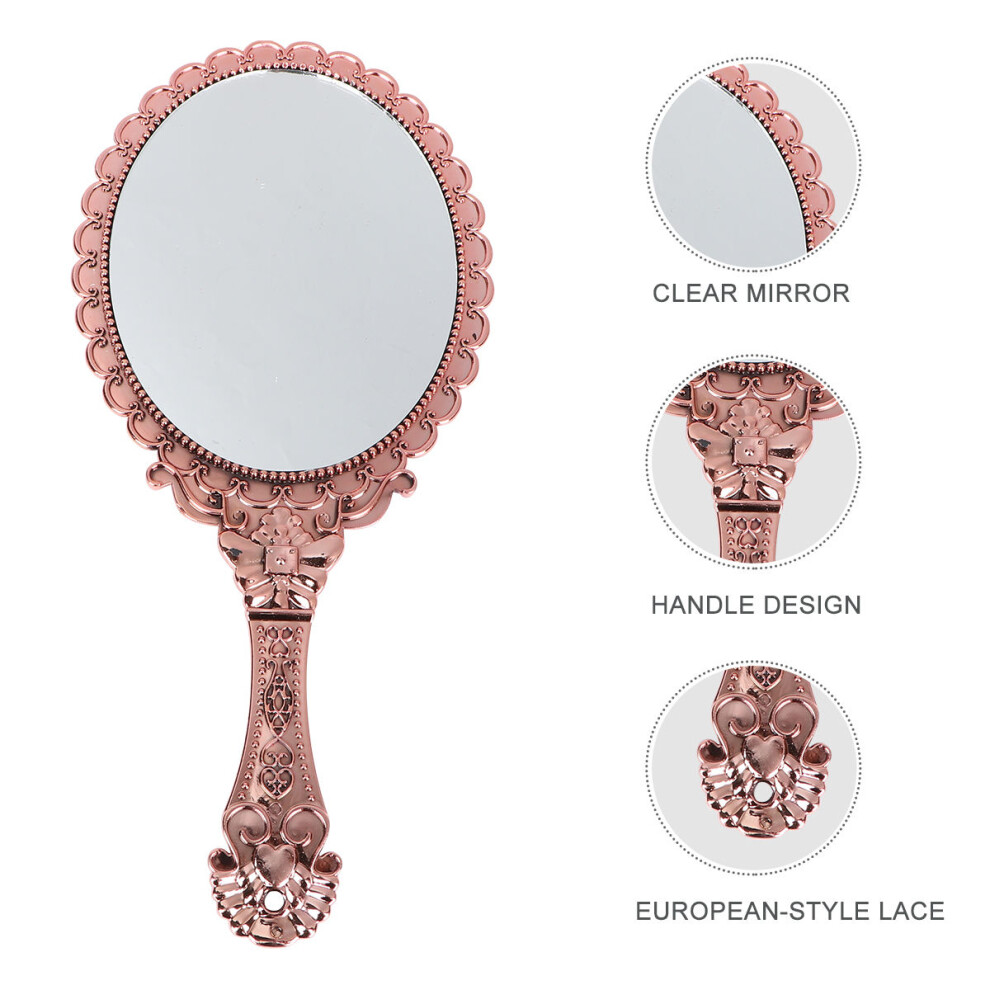 Inoomp Golden 2Pcs Portable Vintage Handheld Makeup Mirror