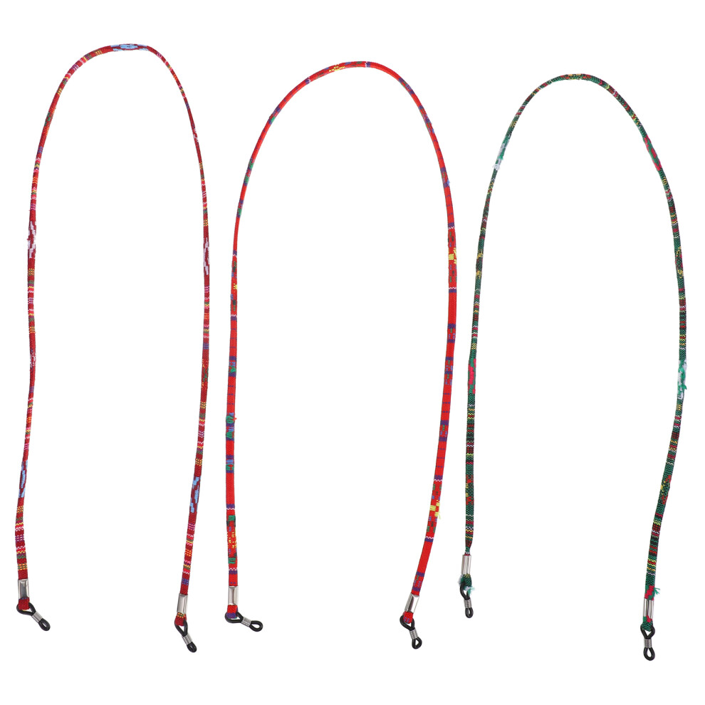 Inoomp 6Pcs Ethnic Style Eyeglass Holder Chain Cotton Wool Retainer