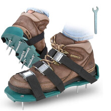Lawn Aerator Spikes Shoes Sandals With 5 Adjustable Straps Universal Size For All Shoes Or Boots Green Grass Cultivator